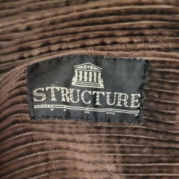 Vintage Y2K Structure Brown 100% Cotton Corduroy Long Sleeve  Shirt Large - Picture 3 of 6